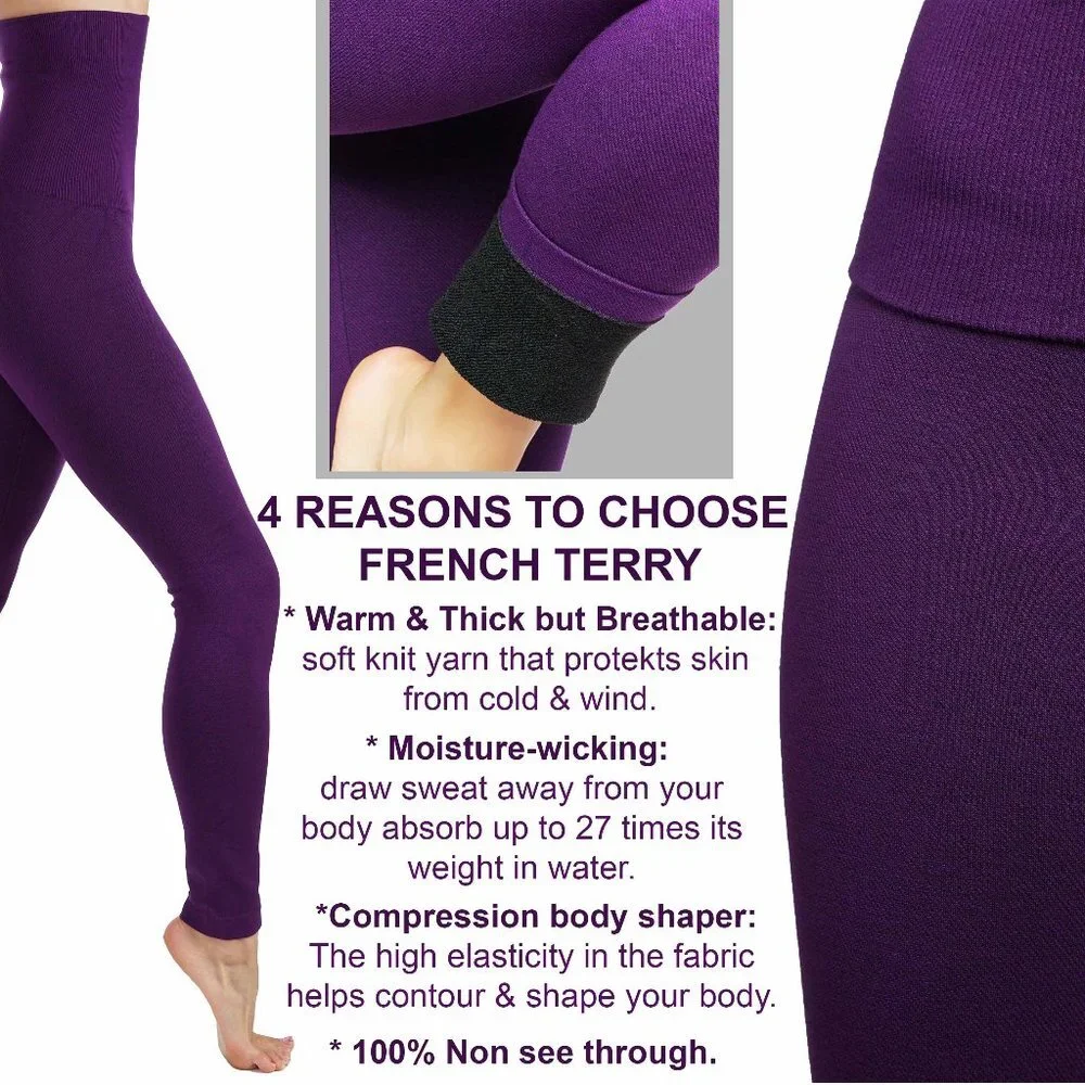Very high elastic waist band fleece leggings - Picture 5 of 6